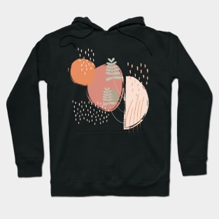 Abstract shapes dots lines and plants digital design illustration Hoodie